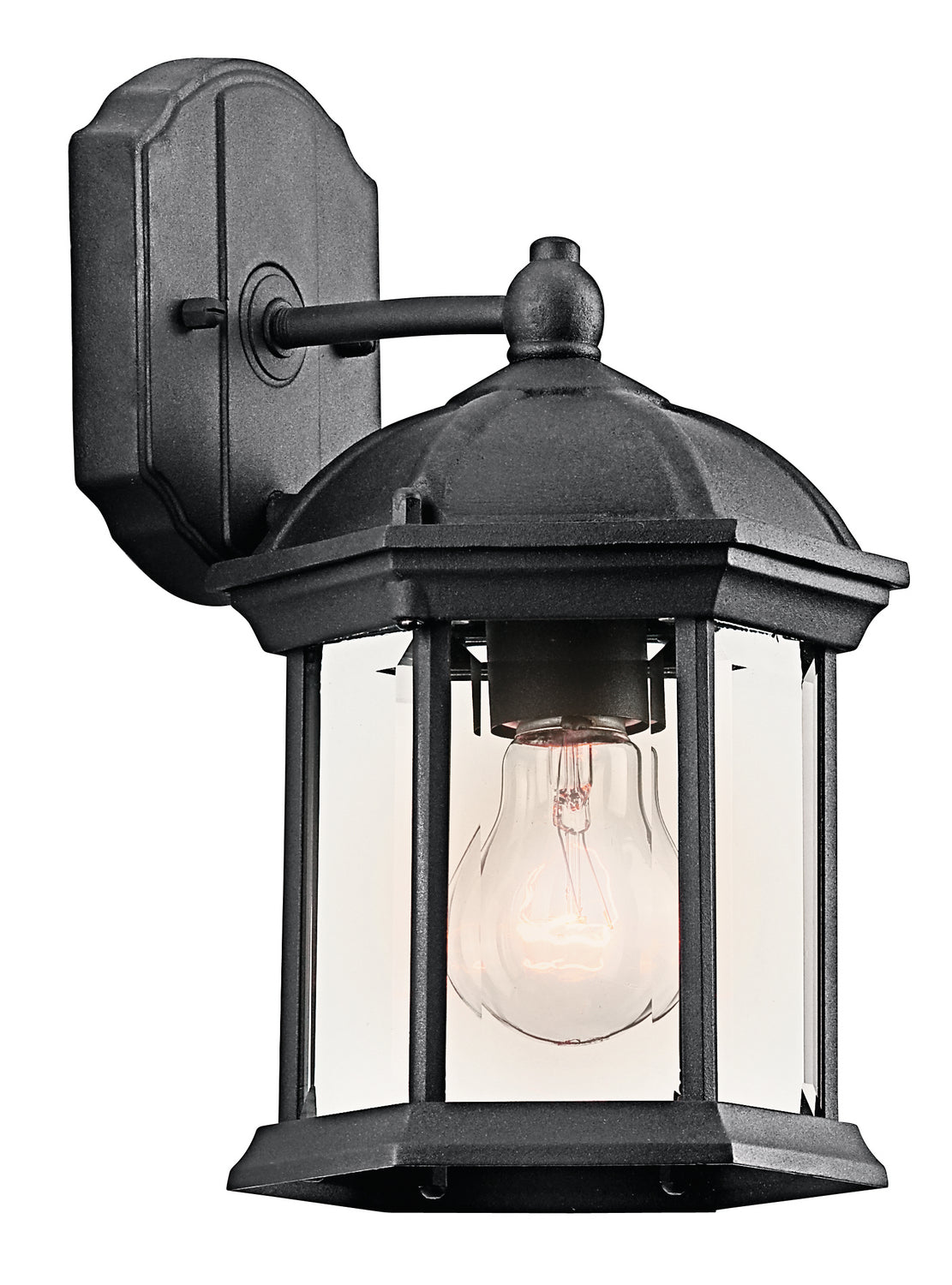 KICHLER 49183BK Barrie 10.25" 1 Light Outdoor Wall Light With Clear Beveled Glass In Black