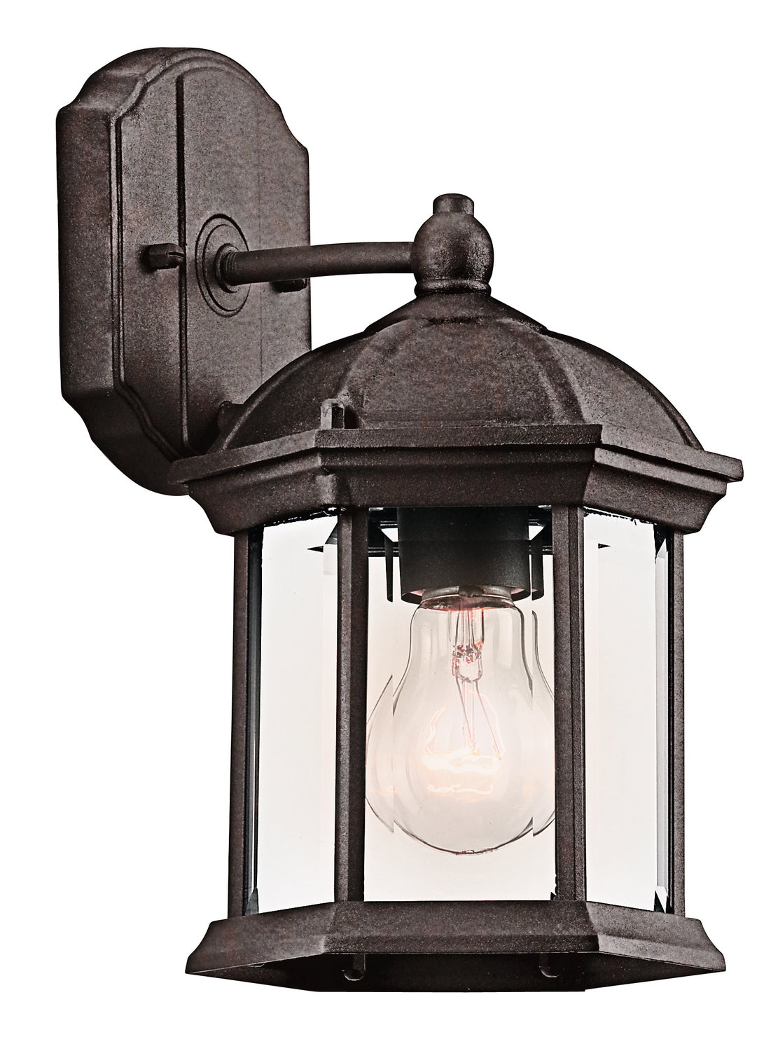 KICHLER 49183TZ Barrie 10.25" 1 Light Outdoor Wall Light With Clear Beveled Glass In Tannery Bronze