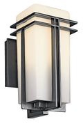KICHLER 49200BK Tremillo 11.75" 1 Light Outdoor Wall Light With Satin Etched Cased Opal In Black