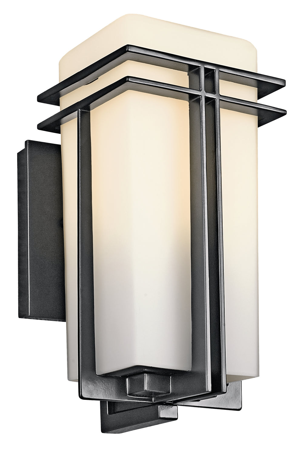KICHLER 49200BK Tremillo 11.75" 1 Light Outdoor Wall Light With Satin Etched Cased Opal In Black