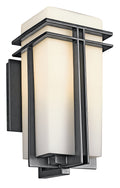 KICHLER 49201BK Tremillo 14.25" 1 Light Outdoor Wall Light With Satin Etched Cased Opal In Black