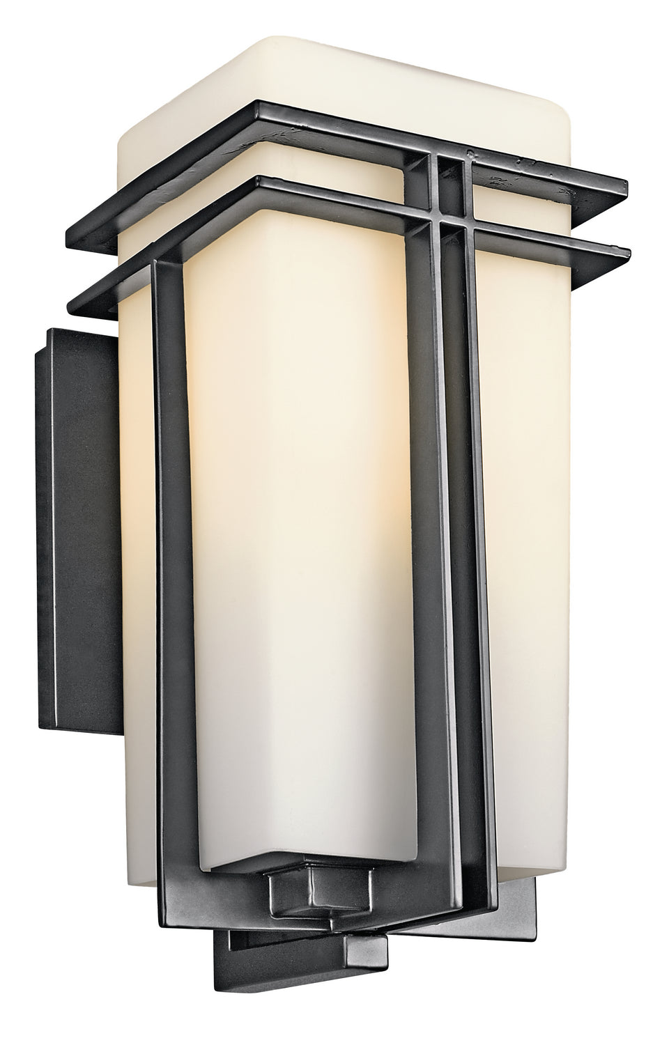 KICHLER 49201BK Tremillo 14.25" 1 Light Outdoor Wall Light With Satin Etched Cased Opal In Black