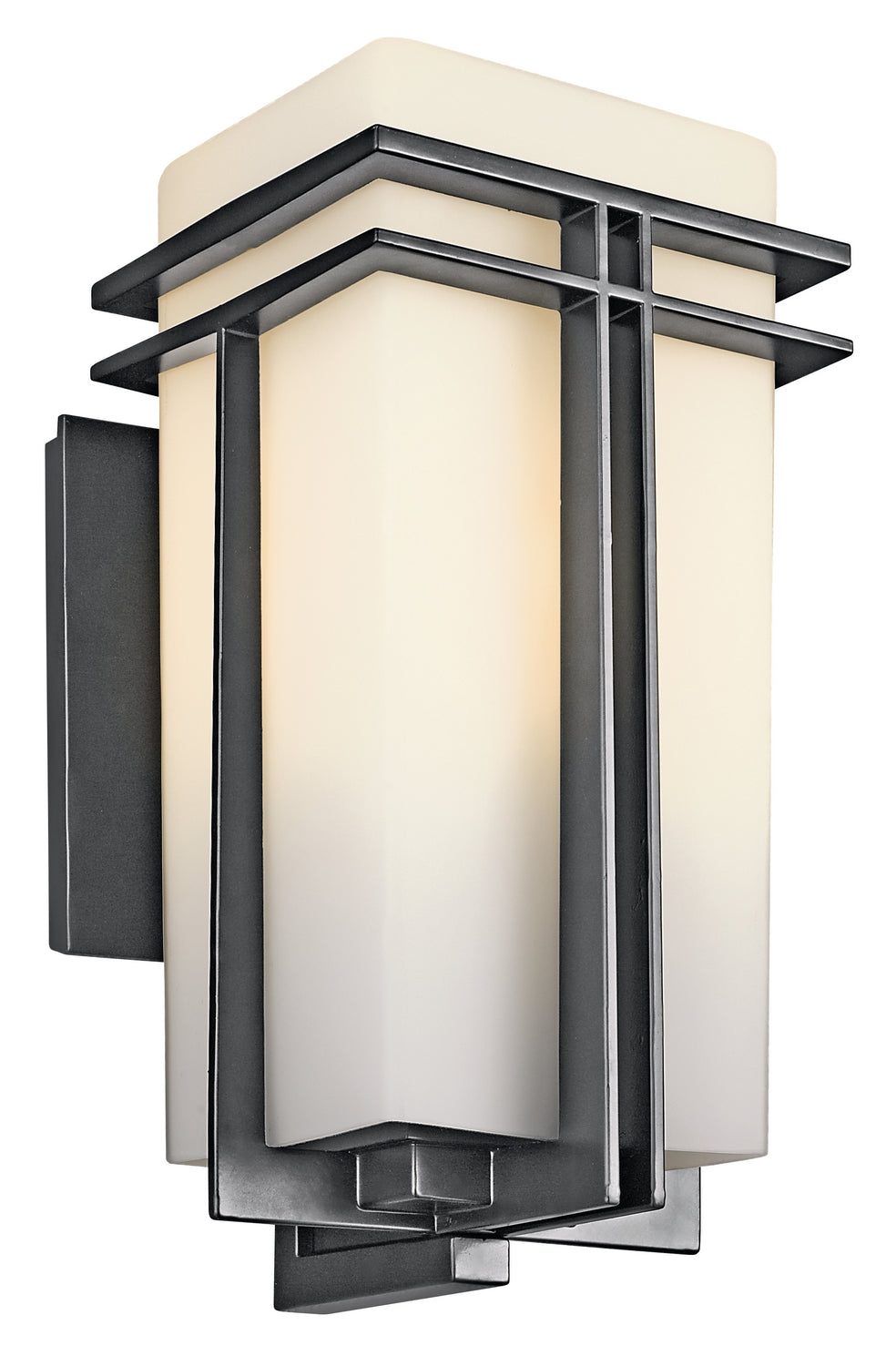 KICHLER 49202BK Tremillo 17.25" 1 Light Outdoor Wall Light With Satin Etched Cased Opal In Black