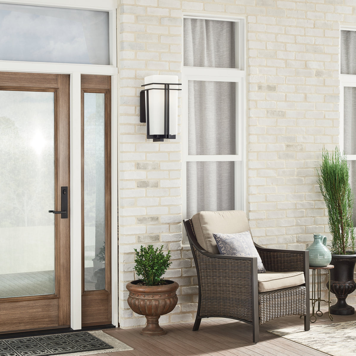 KICHLER 49207BK Tremillo 8.5" 1 Light Outdoor Post Light With Satin Etched Cased Opal In Black