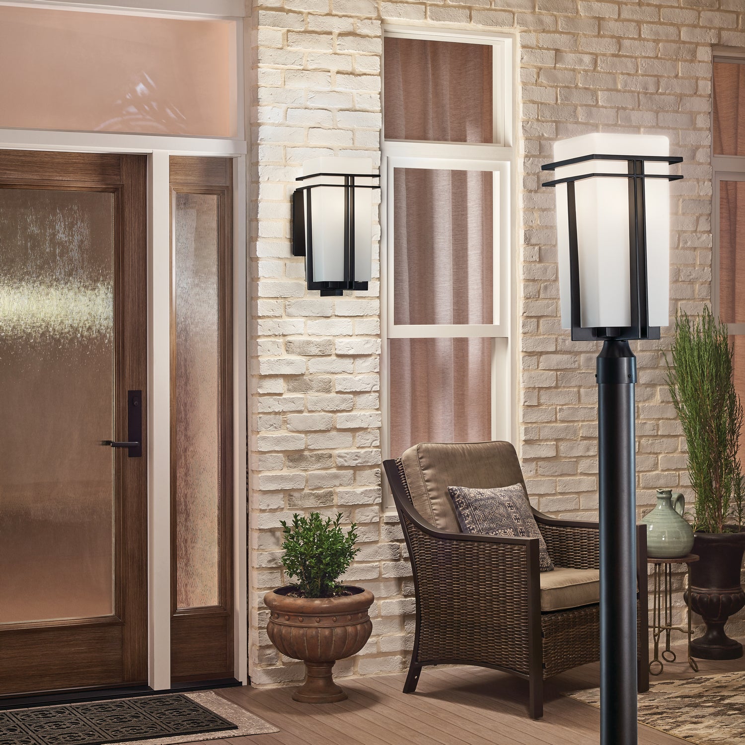KICHLER 49207BK Tremillo 8.5" 1 Light Outdoor Post Light With Satin Etched Cased Opal In Black