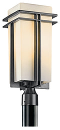 KICHLER 49207BK Tremillo 8.5" 1 Light Outdoor Post Light With Satin Etched Cased Opal In Black