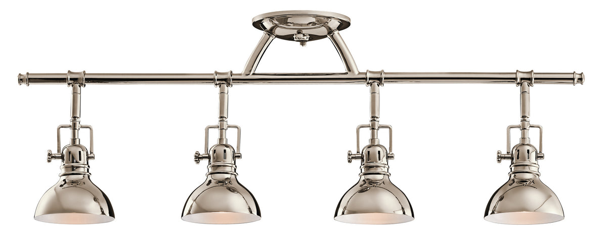 KICHLER 7704PN Hatteras Bay 31.25" 4 Light Halogen Fixed Rail Light With And Clear Fresnel Glass Lens Polished Nickel
