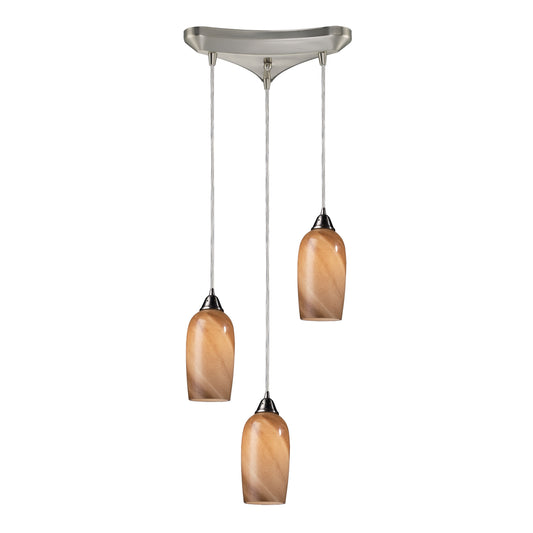 ELK SHOWROOM 31137/3 Sandstone 10'' Wide 3-Light Pendant - Satin Nickel