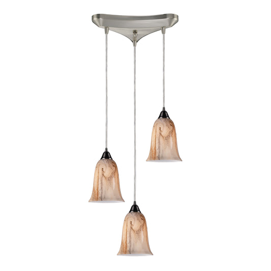 ELK SHOWROOM 31138/3 Granite 10'' Wide 3-Light Pendant - Satin Nickel