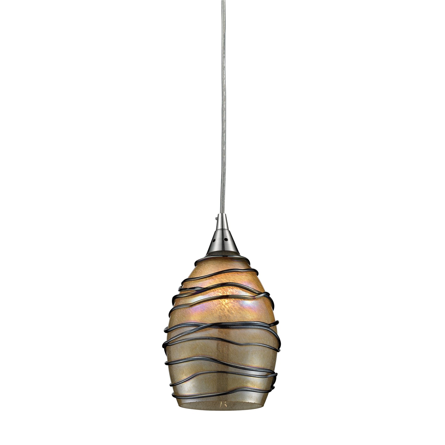 ELK SHOWROOM 31142/1 Vines 5'' Wide 1-Light Pendant - Satin Nickel with Tan Glass