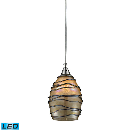 ELK SHOWROOM 31142/1-LED Vines 5'' Wide 1-Light Pendant - Satin Nickel with Tan Glass (LED)