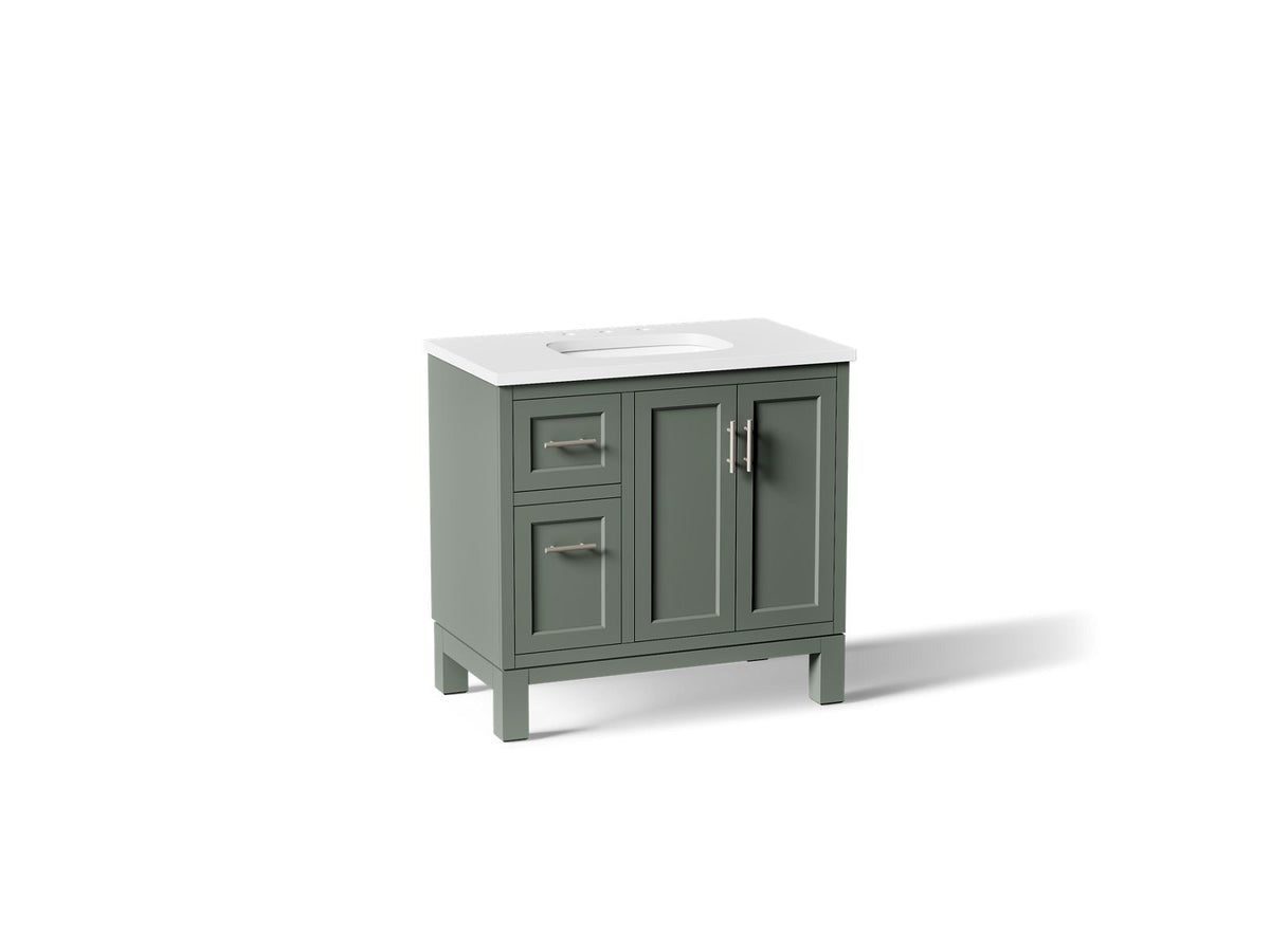 KOHLER K-31244-ASB-UMG Quo 36" bathroom vanity cabinet with sink and quartz top - Umbral Green