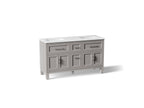 KOHLER K-31246-ASB-1WT Quo 60" Bathroom Vanity Cabinet With Sinks And Quartz Top - Mohair Grey