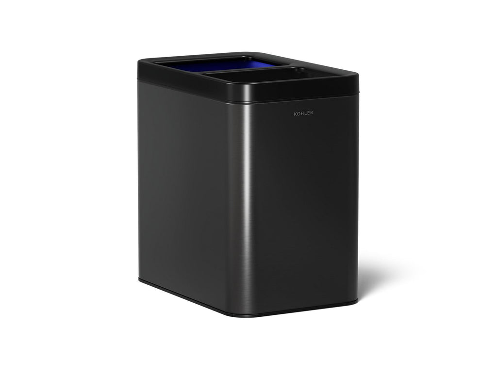 KOHLER K-31315-BST 5-3/4-Gallon Dual-Compartment Open-Top Trash Can - Black Stainless