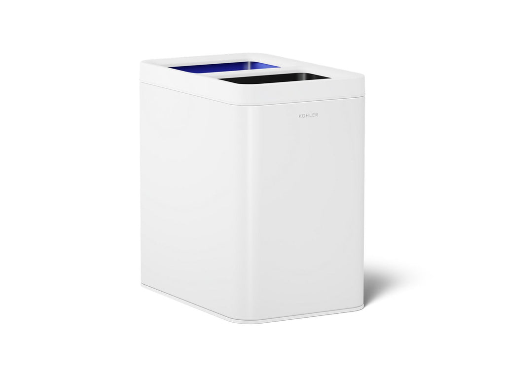 KOHLER K-31315-STW 5-3/4-Gallon Dual-Compartment Open-Top Trash Can - Stainless Steel + White