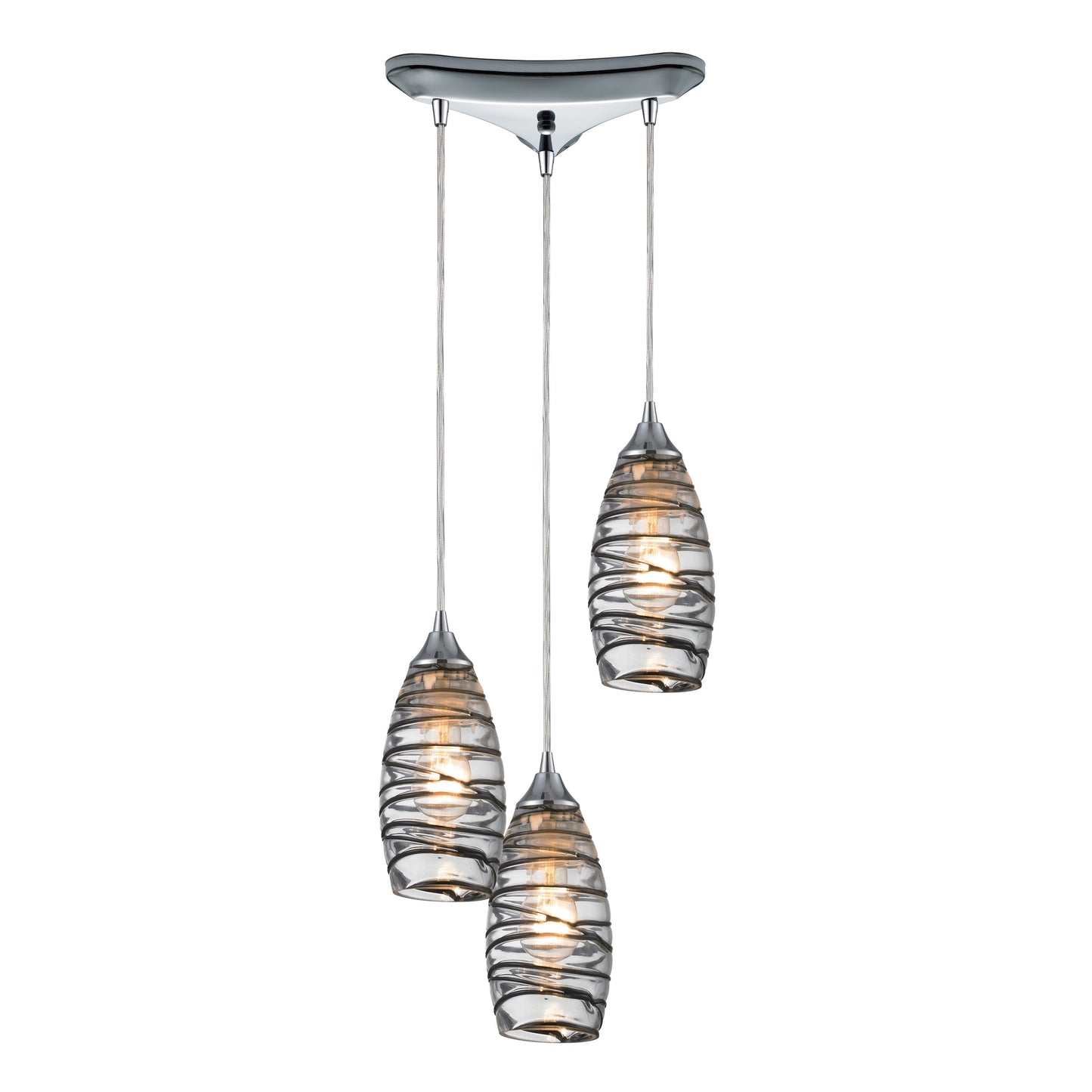 ELK SHOWROOM 31338/3VINW Twister 10'' Wide 3-Light Pendant - Polished Chrome