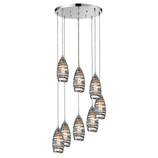 ELK SHOWROOM 31338/8R-VINW Twister 18'' Wide 8-Light Pendant - Polished Chrome