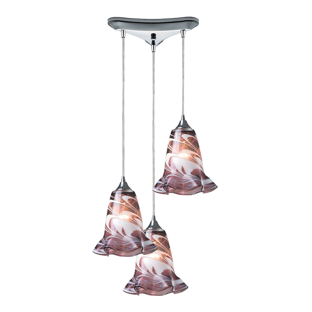 ELK SHOWROOM 31342/3VPUR Vestido 3-Light Triangular Mini Pendant Fixture in Polished Chrome