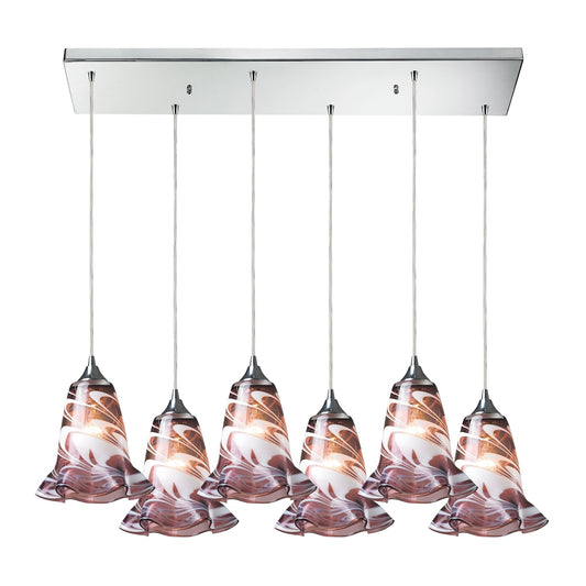 ELK SHOWROOM 31342/6RC-VPUR Vestido 6- Light Pendant in Polished Chrome