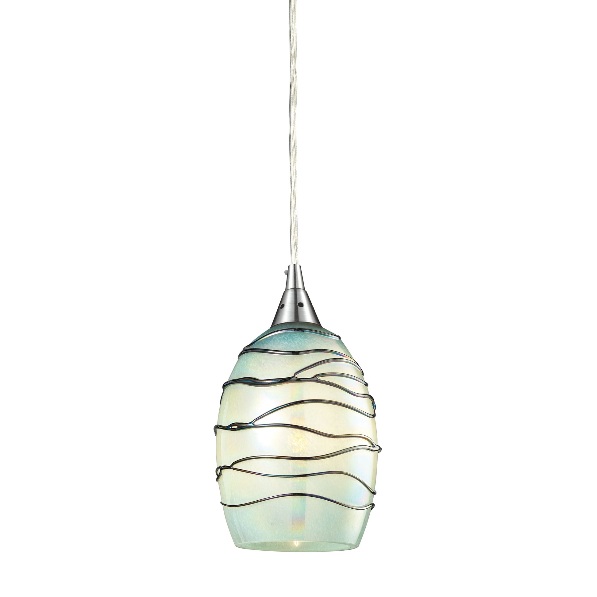 ELK SHOWROOM 31348/1MN Vines 5'' Wide 1-Light Pendant - Satin Nickel with Mint Glass