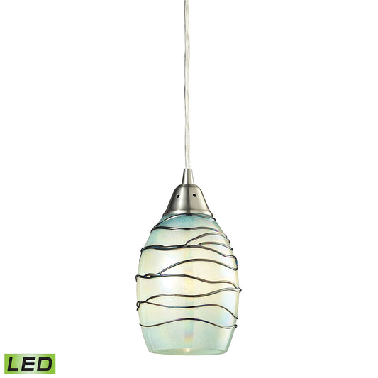 ELK SHOWROOM 31348/1MN-LED Vines 5'' Wide 1-Light Pendant - Satin Nickel with Mint Glass (LED)