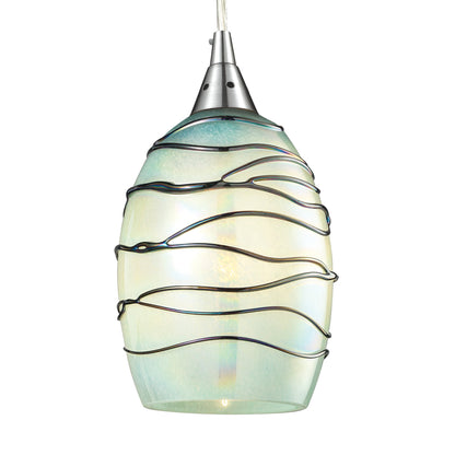 ELK SHOWROOM 31348/1MN Vines 5'' Wide 1-Light Pendant - Satin Nickel with Mint Glass