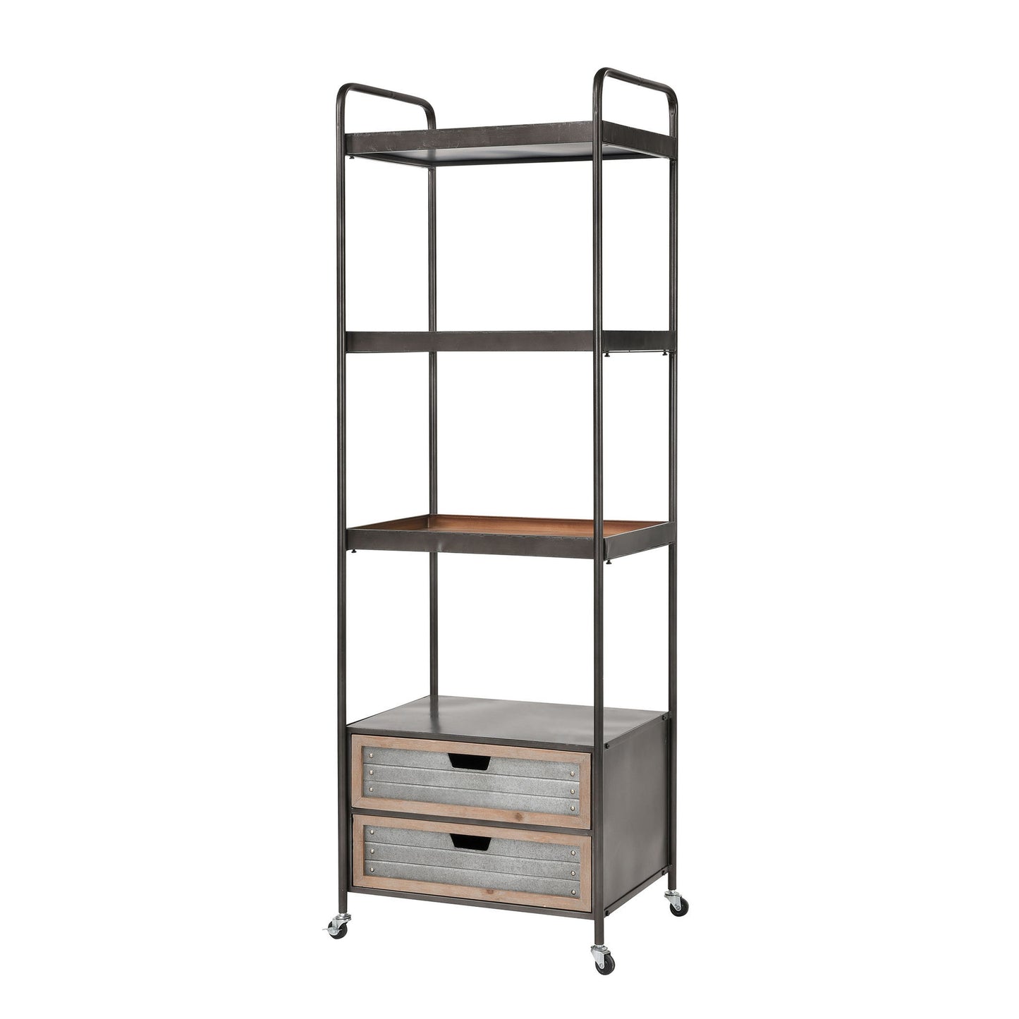 ELK STUDIO 3138-480 Whitepark Bay Bookshelf in Natural Fir Wood and Galvanized Steel