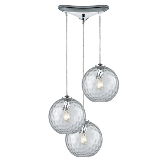 ELK SHOWROOM 31380/3CLR Watersphere 10'' Wide 3-Light Pendant - Polished Chrome with Clear