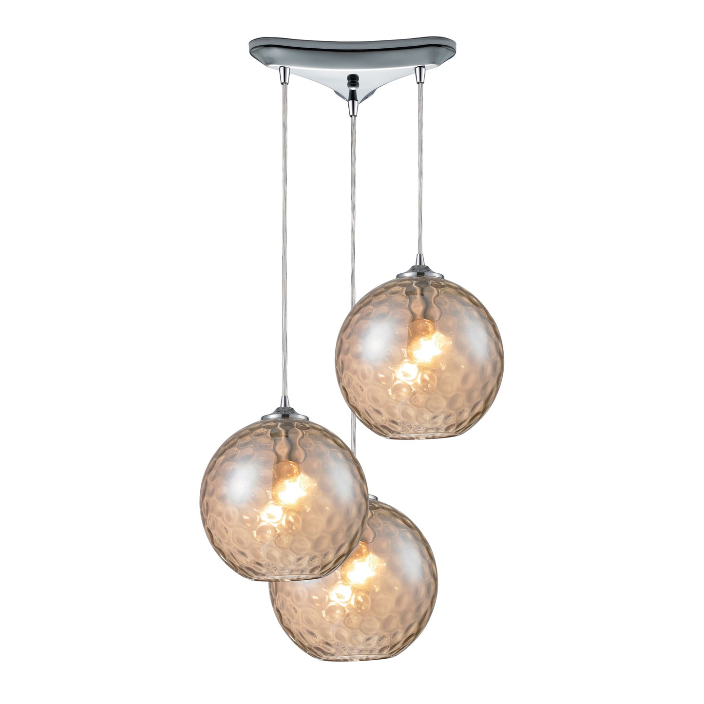 ELK SHOWROOM 31380/3CMP Watersphere 12'' Wide 3-Light Pendant - Polished Chrome with Amber