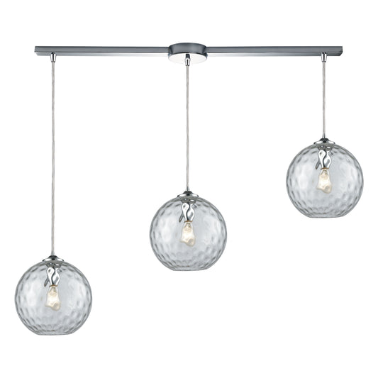 ELK SHOWROOM 31380/3L-CLR Watersphere 36'' Wide 3-Light Slim Pendant - Polished Chrome with Clear