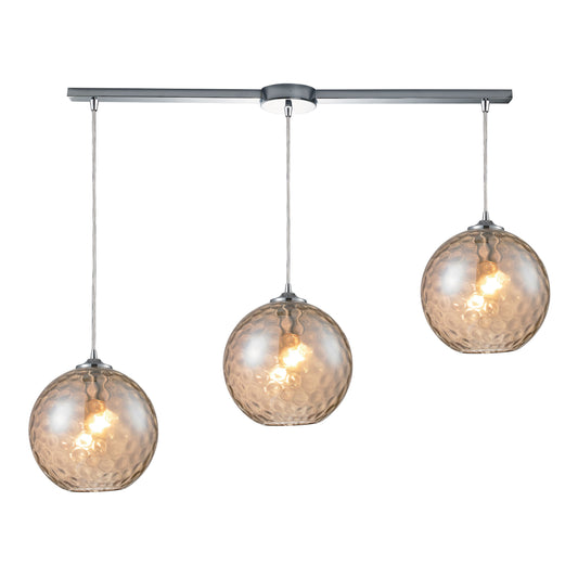 ELK SHOWROOM 31380/3L-CMP Watersphere 36'' Wide 3-Light Slim Pendant - Polished Chrome with Amber