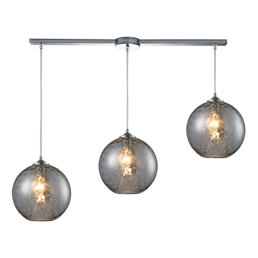 ELK SHOWROOM 31380/3L-SMK Watersphere 36'' Wide 3-Light Slim Pendant - Polished Chrome with Smoke