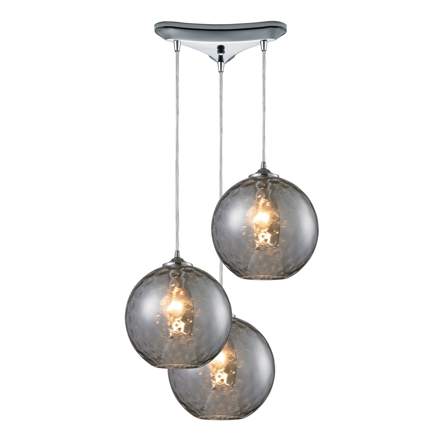 ELK SHOWROOM 31380/3SMK Watersphere 12'' Wide 3-Light Pendant - Polished Chrome with Smoke