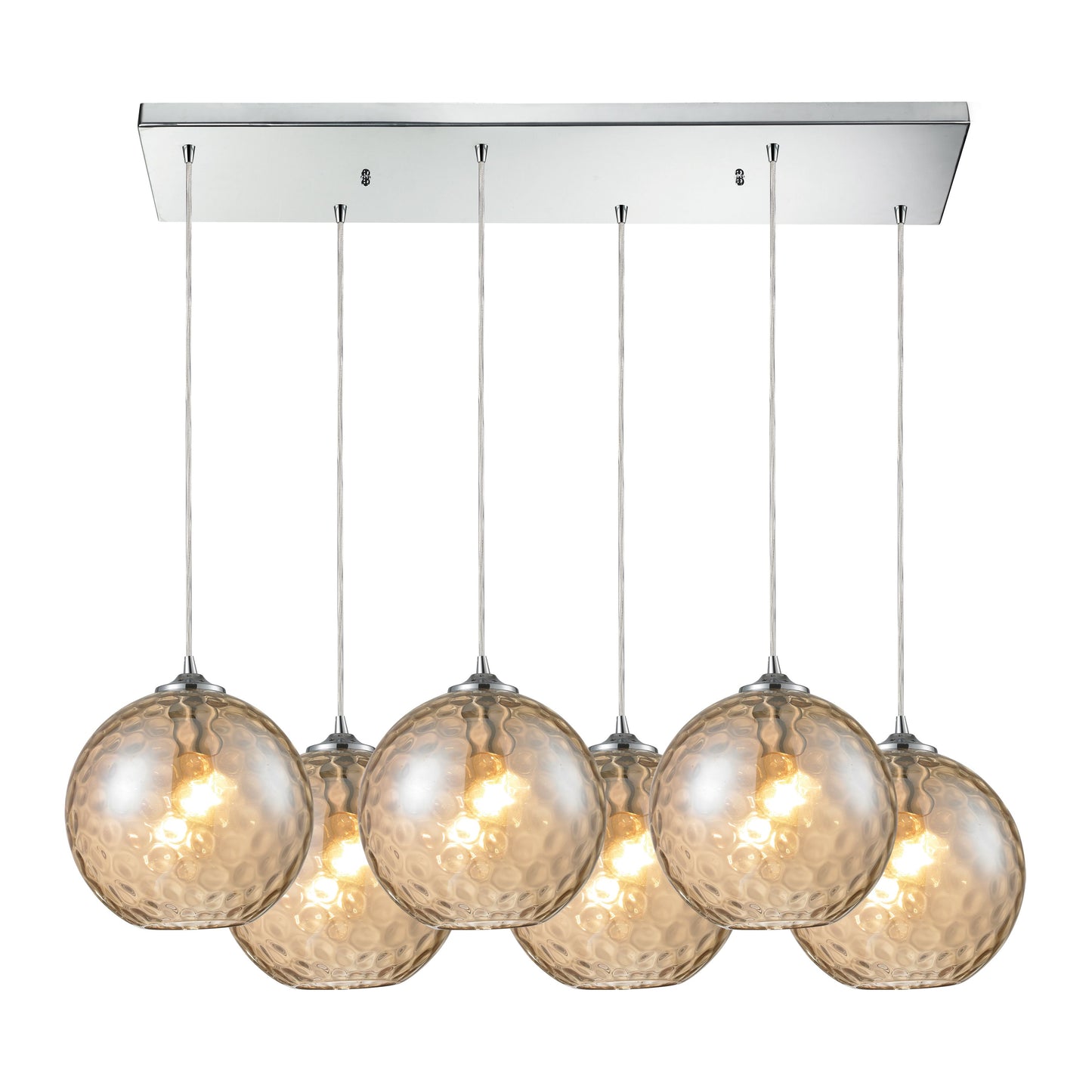 ELK SHOWROOM 31380/6RC-CMP Watersphere 33'' Wide 6-Light Pendant - Polished Chrome with Amber