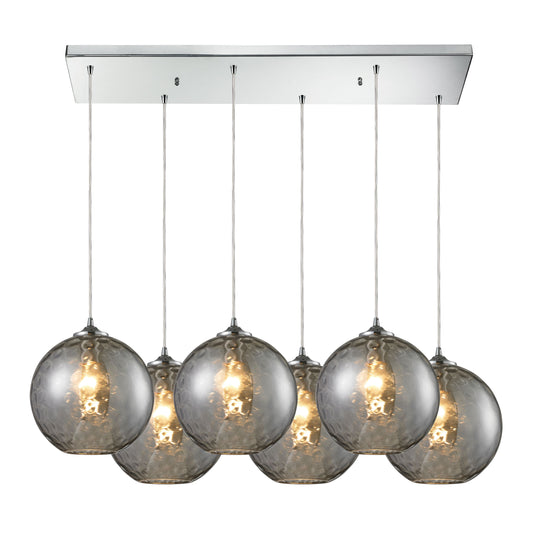 ELK SHOWROOM 31380/6RC-SMK Watersphere 33'' Wide 6-Light Pendant - Polished Chrome with Smoke