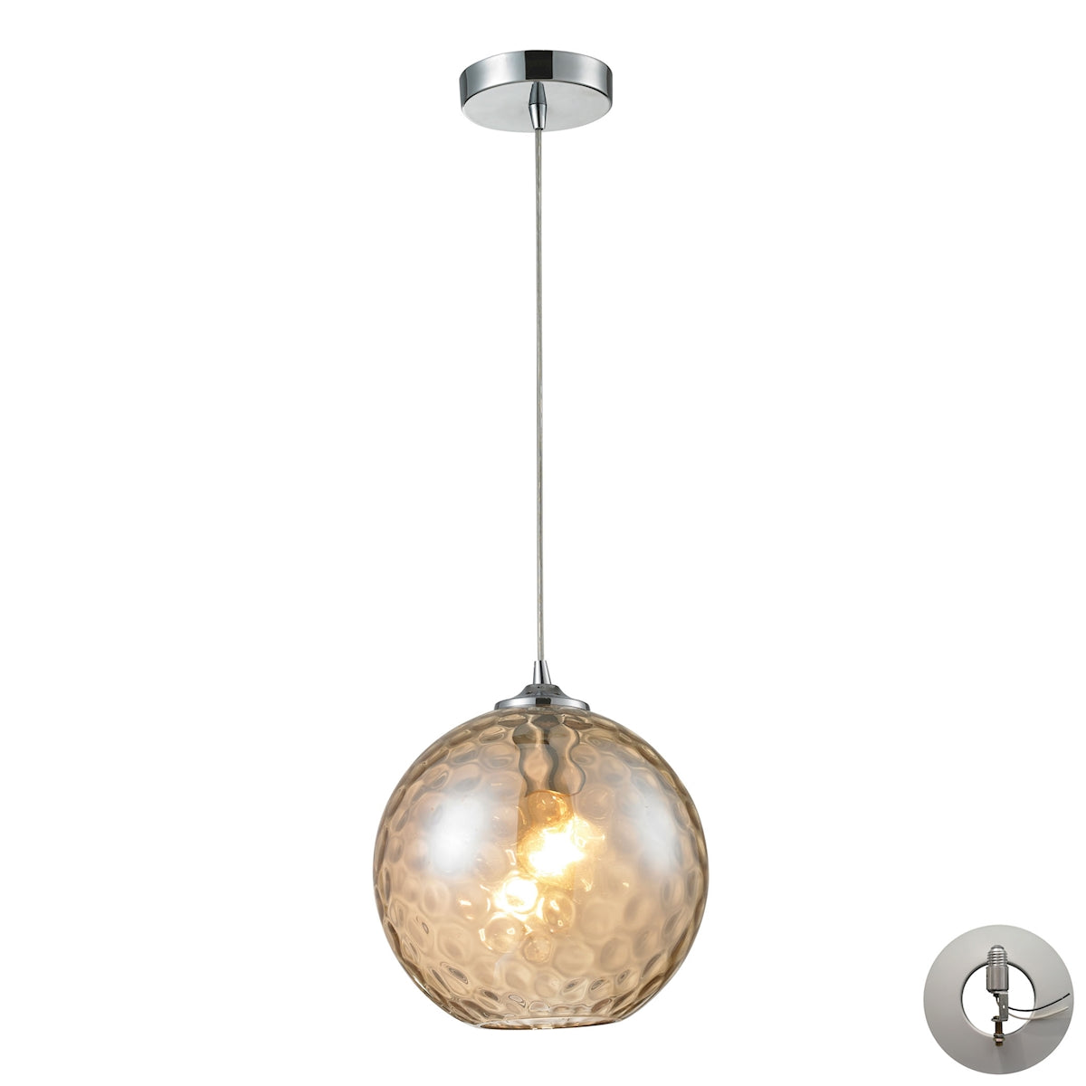 ELK SHOWROOM 31380/1CMP-LA Watersphere 10'' Wide 1-Light Pendant - Polished Chrome with Amber (Includes Adapter Kit)