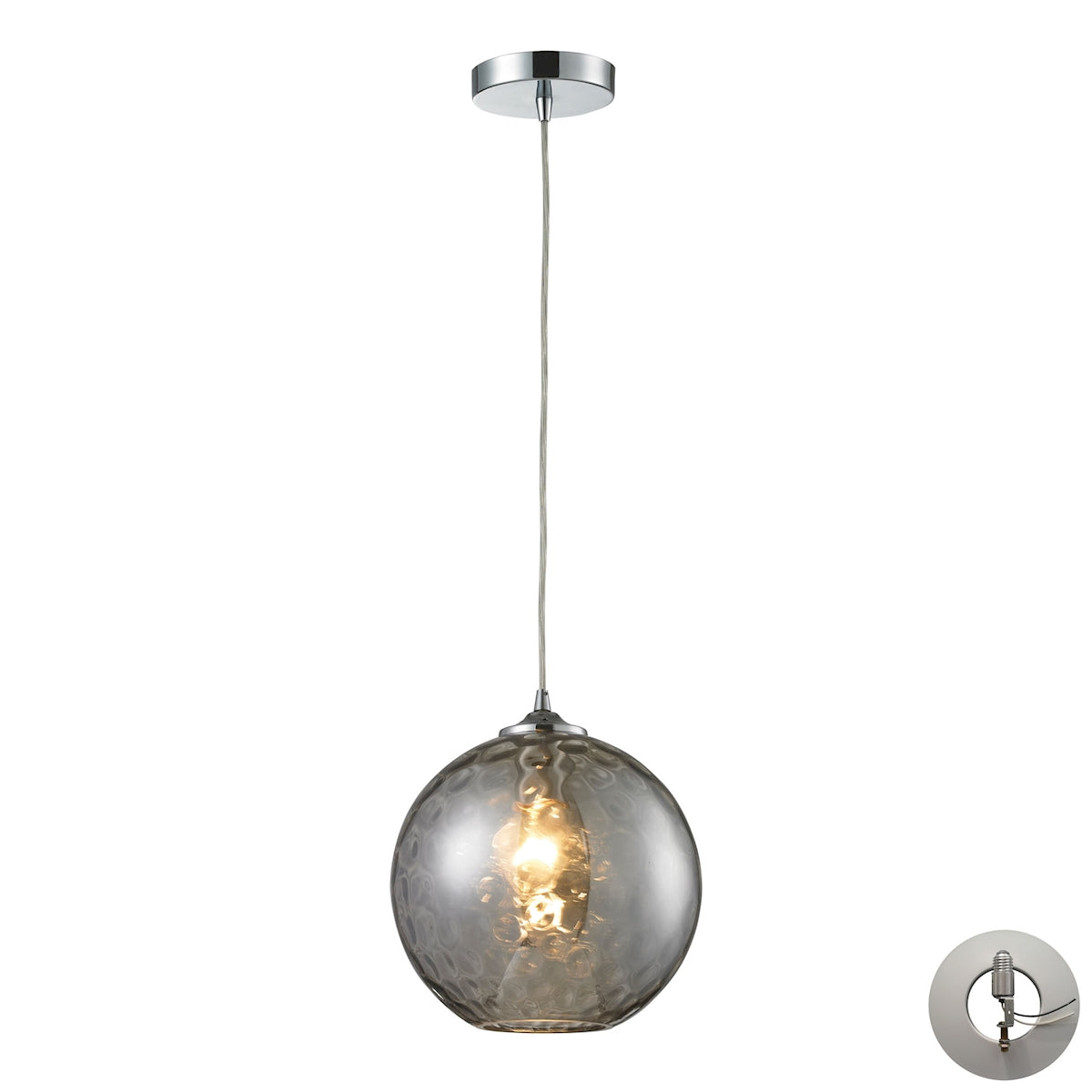 ELK SHOWROOM 31380/1SMK-LA Watersphere 10'' Wide 1-Light Pendant - Polished Chrome with Smoke (Includes Adapter Kit)