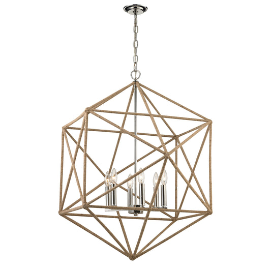 ELK SHOWROOM 31586/6 Exitor 34'' Wide 6-Light Chandelier - Polished Nickel