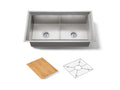 KOHLER K-3159-NA Poise 33" Undermount Double-Bowl Kitchen Sink - Stainless Steel