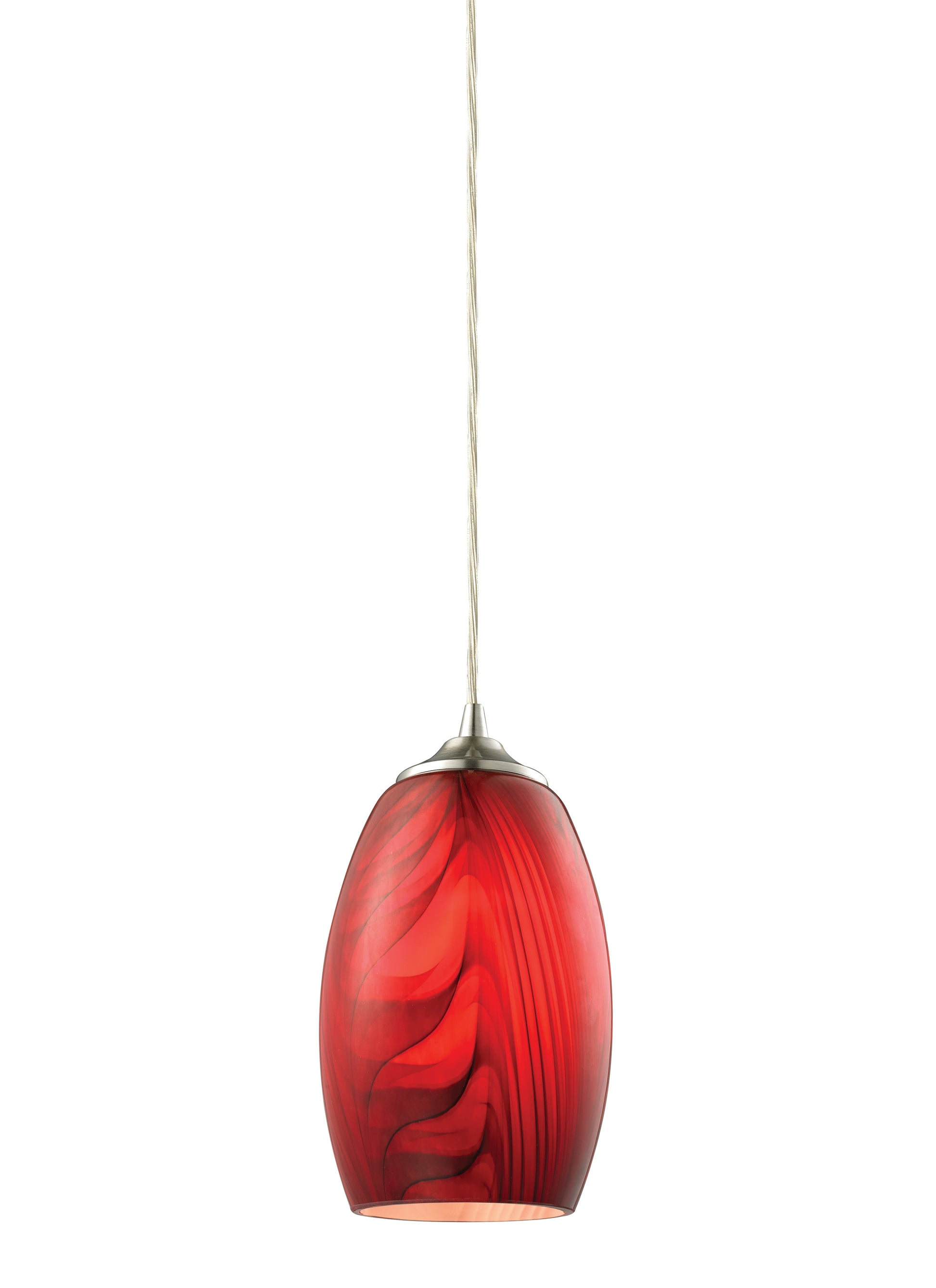 ELK SHOWROOM 31610/1 Tidewaters 5'' Wide 1-Light Pendant - Satin Nickel with Ruby Glass