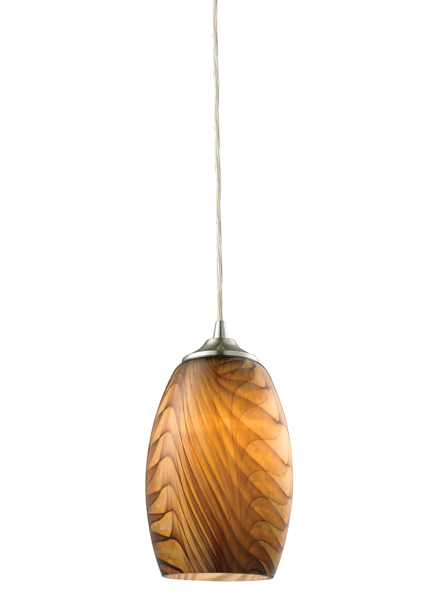 ELK SHOWROOM 31630/1 Tidewaters 5'' Wide 1-Light Pendant - Satin Nickel with Amber Glass