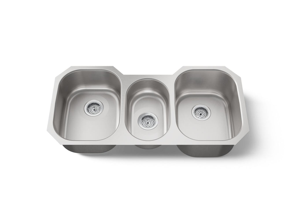 KOHLER K-3166-NA Undertone 41-3/4" Undermount Triple-Bowl Kitchen Sink - Stainless Steel