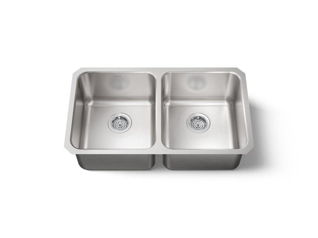KOHLER K-3171-NA Undertone 31-1/2" Undermount Double-Bowl Kitchen Sink - Stainless Steel