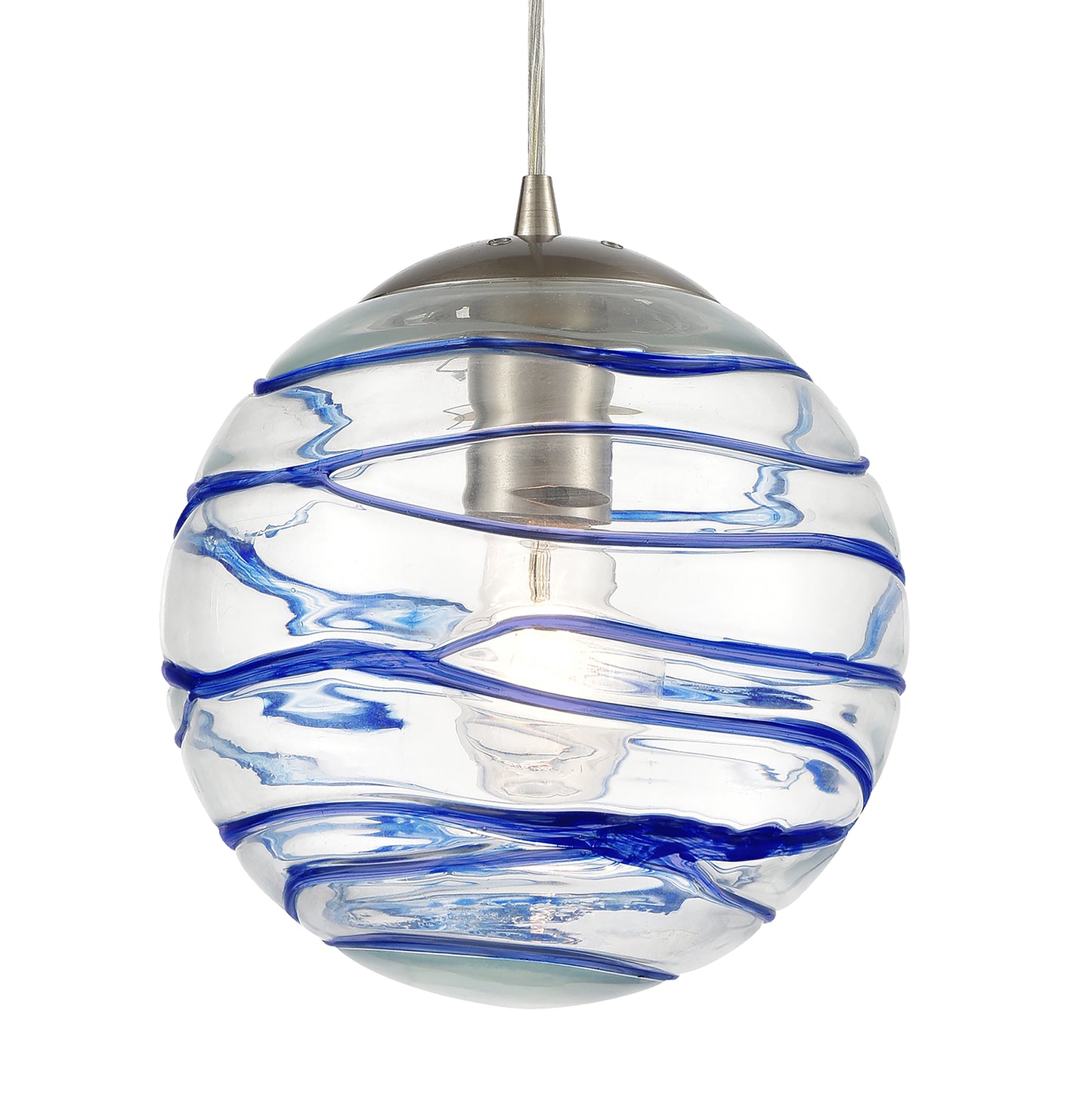 ELK SHOWROOM 31743/3 Vines 12'' Wide 3-Light Pendant - Satin Nickel with Blue Glass