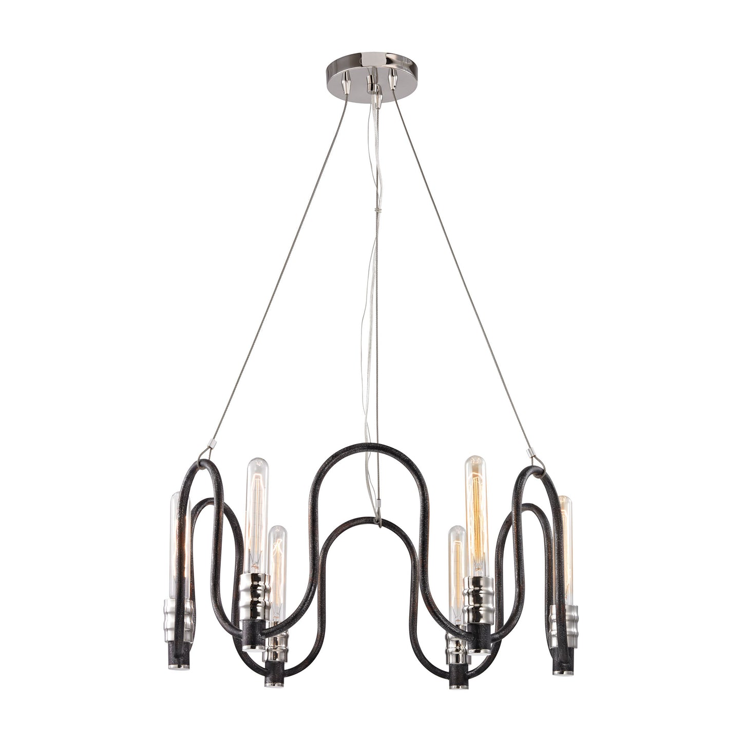 ELK SHOWROOM 31906/6 Continuum 6 Light Chandelier in Silvered Graphite with Polished Nickel Accents