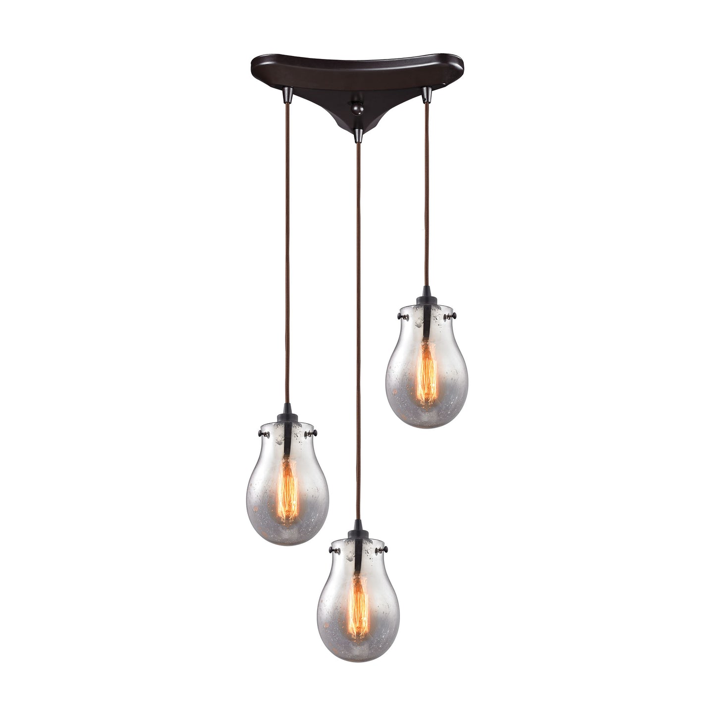 ELK SHOWROOM 31935/3 Jaelyn 3-Light Triangular Pendant Fixture in Oil Rubbed Bronze with Mercury Glass