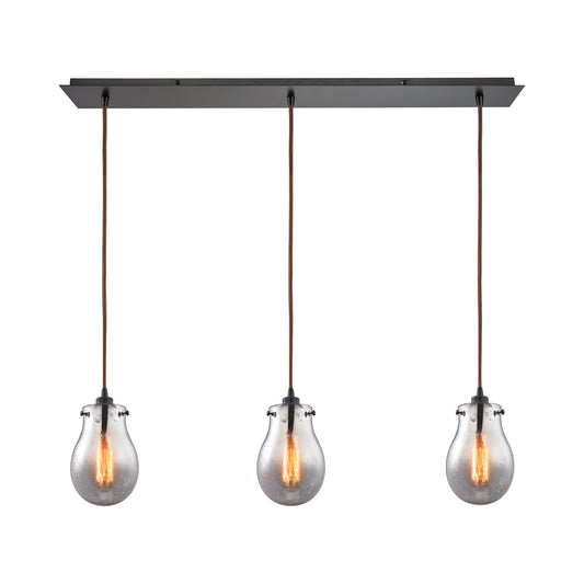 ELK SHOWROOM 31935/3LP Jaelyn 3-Light Linear Mini Pendant Fixture in Oil Rubbed Bronze with Mercury Glass