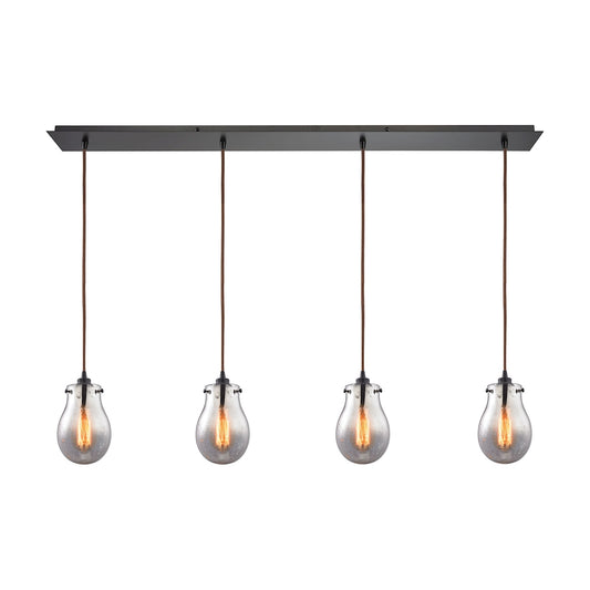 ELK SHOWROOM 31935/4LP Jaelyn 4-Light Linear Pendant Fixture in Oil Rubbed Bronze with Mercury Glass