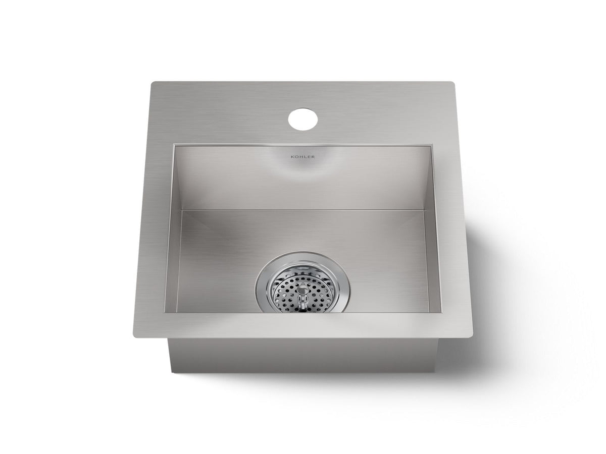 KOHLER K-32027-1-NA Vault 15" Top-/Undermount Single-Bowl Bar Sink - Stainless Steel