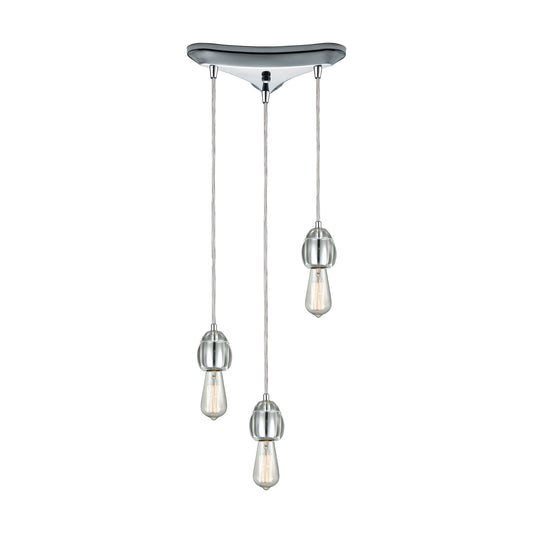 ELK SHOWROOM 32221/3 Socketholder 12'' Wide 3-Light Mini Pendant - Polished Chrome